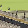 Ornate Bridge With Decorative Railings Lamp Posts Pedestrian Walkway And Roadway