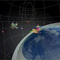 Space Scene With Earth Spaceships Stars And Planets In Outer Space