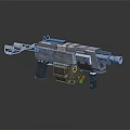 Futuristic Sci Fi Gun With Metallic Body Tactical Grip And Reflective Surface Design