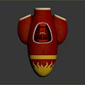 Fun Red And Yellow Toy Rocket With Flame Pattern And Streamlined Body Design