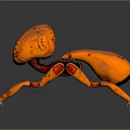 Orange Mechanical Ant Game Character With Metallic Joints And Reflective Surface 3d model