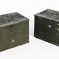 Pair of Vintage Green Wooden Boxes With Worn Finish And Metal Latches