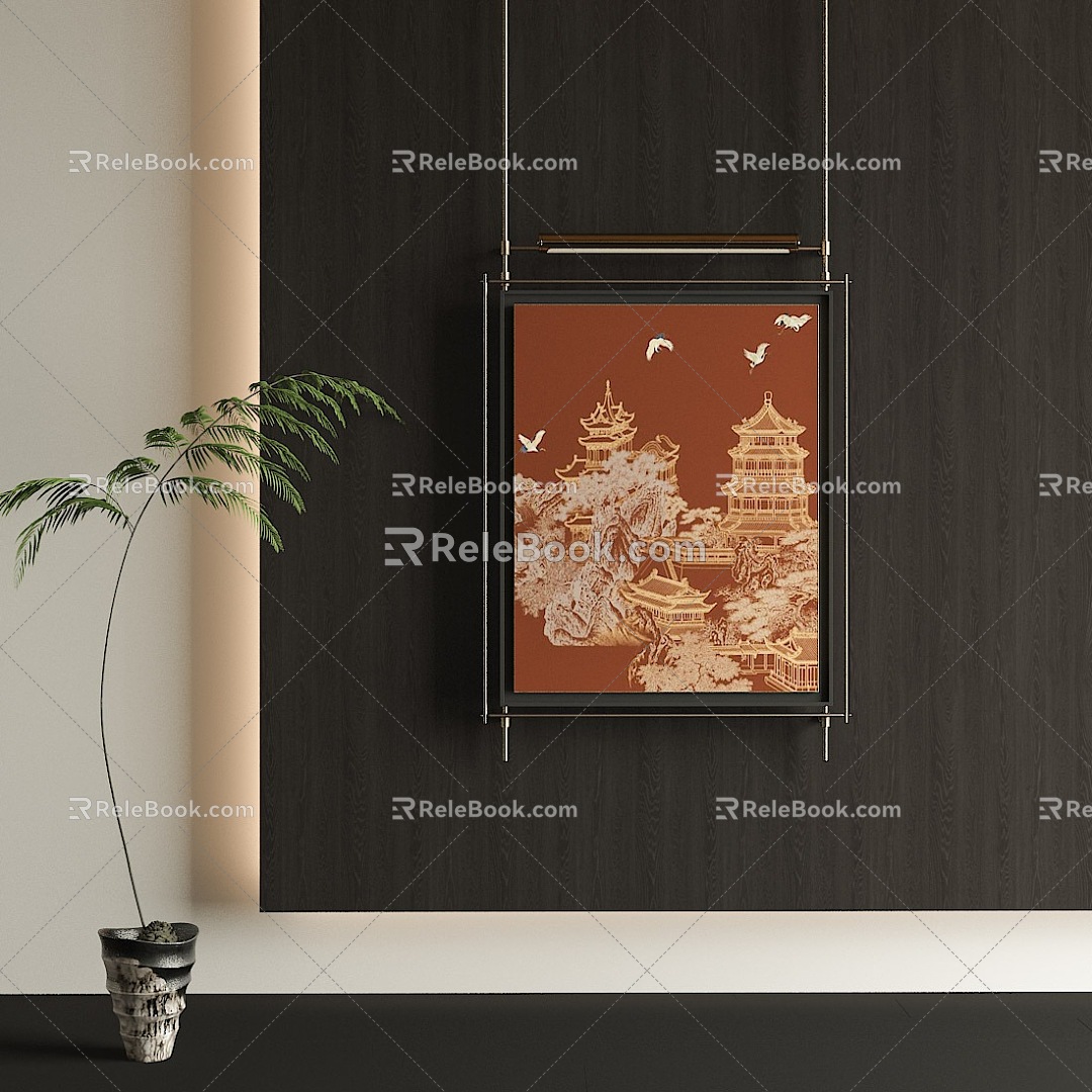 Middle Ancient Style Decorative Painting 3d model