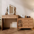 Solid Wood Simple Dressing Table 3d model
