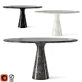 Modern Round Marble Dining Table With Conical Base And Elegant Design 3d model
