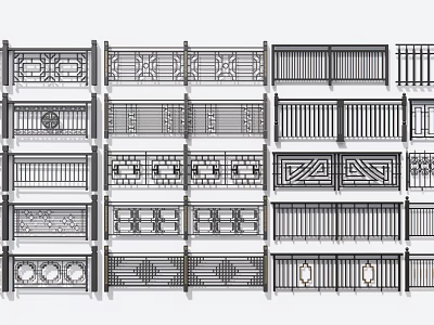 Various Decorative Metal Fence Designs Featuring Intricate Patterns And Styles 3d model