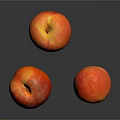 Fresh Juicy Ripe Red and Orange Peaches on Dark Background with Reflection