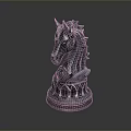 Metallic Chess Knight Sculpture With Intricate Design And Decorative Base