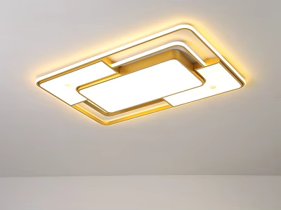 Modern Square Ceiling Light With Yellow Frame And Warm Illumination 3d model