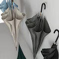 Various Colored Umbrellas Hanging On Wall With Folded And Placed Designs