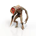 Slender Alien Creature Character With Large Red Eye And Rough Skin Texture