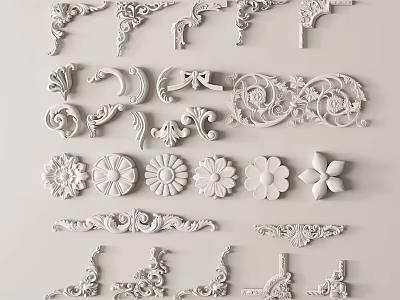 Various Intricate Decorative Carvings With Floral Scroll And Geometric Patterns For Home Decor 3d model