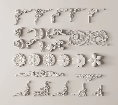 Various Intricate Decorative Carvings With Floral Scroll And Geometric Patterns For Home Decor 3d model