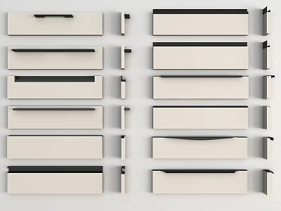 Various Styles of White Drawer Fronts With Black Handle Designs 3d model