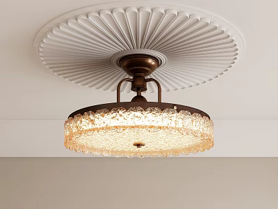 Elegant Crystal Chandelier With Round Shade Bronze Base And Decorative White Ceiling 3d model