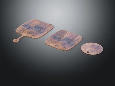 Wooden Cutting Boards Set With Various Shapes Handle And Hole Design 3d model