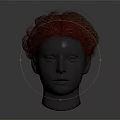 Game Movie Character Head Model With Brown Curled Updo Hairstyle Design Details