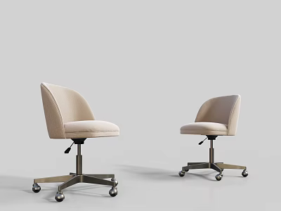 Beige Modern Office Chair With Swivel Wheels And Padded Seat On Metal Base 3d model