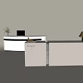 Cream wind front desk reception desk computer vase floral art 3d model