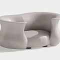 Light Gray Single Sofa With Modern Design And Curved Leather Arms 3d model