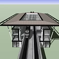 Modern Covered Subway Station Platform With Train On Tracks And Glass Railings