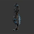 Wolf Headed Humanoid Mechanical Armor Figure With Silver Metallic Claws And Armor