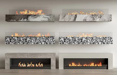 Modern Fireplace Combo 3d model