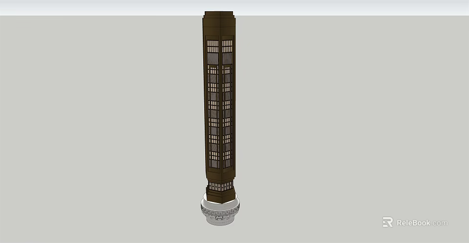 Tall Column Outdoor Light With Grid Pattern And Sturdy Base For Garden Use 3d model 