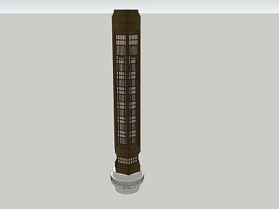 Tall Column Outdoor Light With Grid Pattern And Sturdy Base For Garden Use 3d model