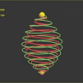 Decorative Household Item With Spiral Structure Red And Black Lines And Yellow Spheres Design