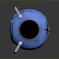 Blue Spherical Space Probe With Metallic Frame For Cosmic Exploration