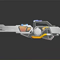 Futuristic Sci Fi Weapon With Blue Energy Core Silver Barrel And Yellow Accents