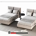 Modern single bed bedside table 3d model