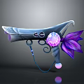 Enchanting Fantasy Character Weapon With Mythical Creature Inspired Purple Crystal And Silver Petal Design