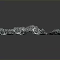 Three Dimensional Terrain Design On White Fabric With Black Mountain Patterns And Wrinkles