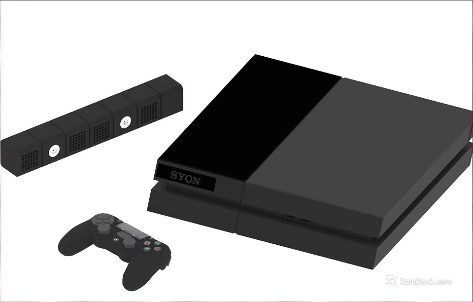 Modern Home Entertainment Electronics Including Black Game Console Controller And Speaker 3d model 