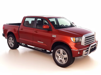 Red Toyota Tundra Crew Cab Pickup Truck With Chrome Grille And Alloy Wheels 3d model