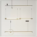 Modern Pendant Lights With Gold Linear Frame And Adjustable Hanging Rods 3d model