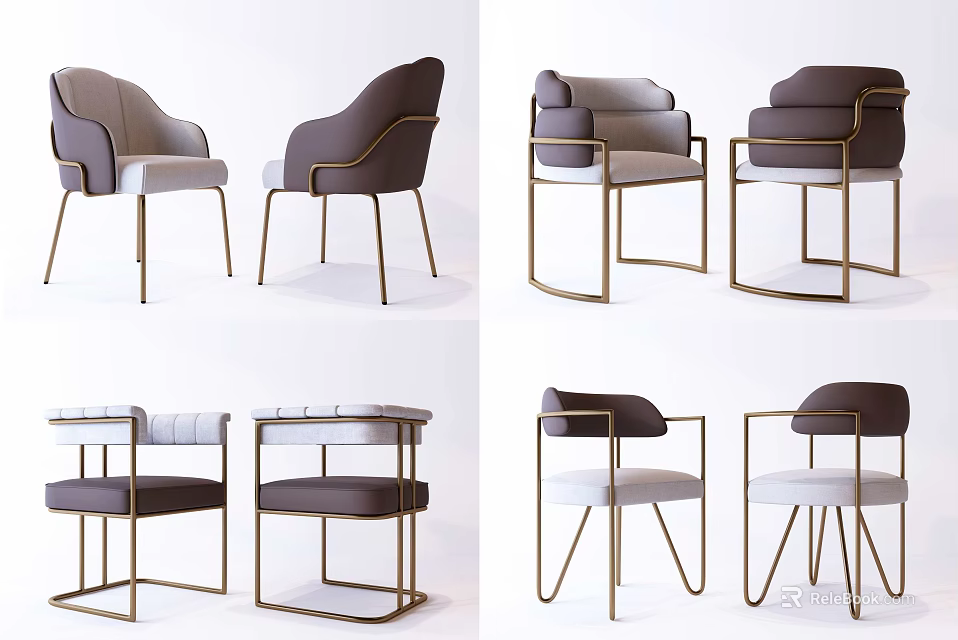 Modern Leisure Chairs With Metal Frames Multiple Designs And Stylish Colors 3d model 