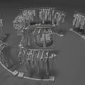 Elegant Modern Spiral Hangers Display With Multiple Hanging Clothes Arrangement