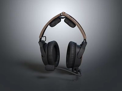 Ergonomic Over Ear Headphones With Built In Microphone And Comfortable Soft Ear Cushions 3d model