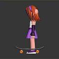 Cartoon Girl With Red Hair Wearing White Top Purple Skirt Purple Wristbands And Skateboard
