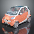 Orange and White Small Compact Two Seater Car with Modern Design and Transparent Roof