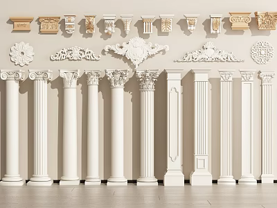 Elegant Roman Columns Collection Showcasing Decorative Capitals And Classic Styles 3d model