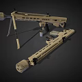 Modern Desert Tan Tactical Rifle with Bipod Scope Magazine and 3D Render Design