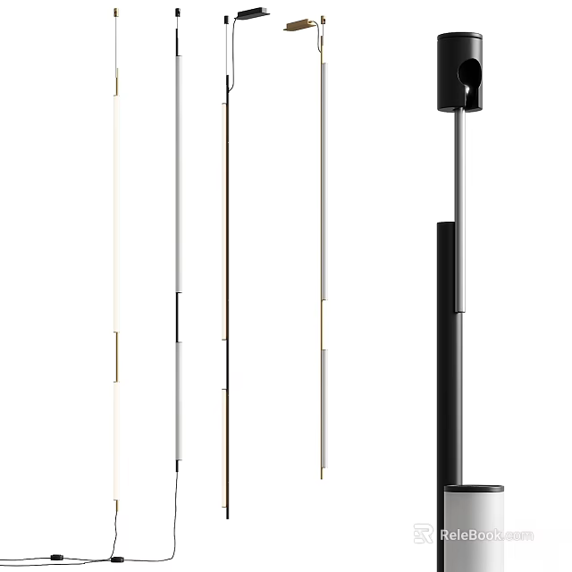 Modern Linear Chandelier Design With Slim Metal Rods And LED Lighting 3d model 