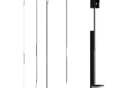 Modern Linear Chandelier Design With Slim Metal Rods And LED Lighting 3d model