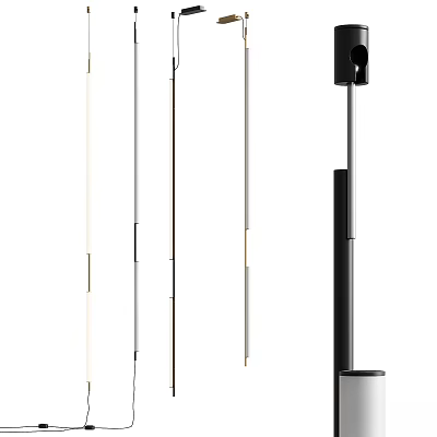 Modern Linear Chandelier Design With Slim Metal Rods And LED Lighting 3d model