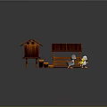 Wooden Small Houses With Steps Pumpkin And Open Style Featuring Gray Yellow White Cartoon Birds