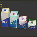 Various Sizes of Blue and White Milk Cartons with Blue Caps for Food Storage